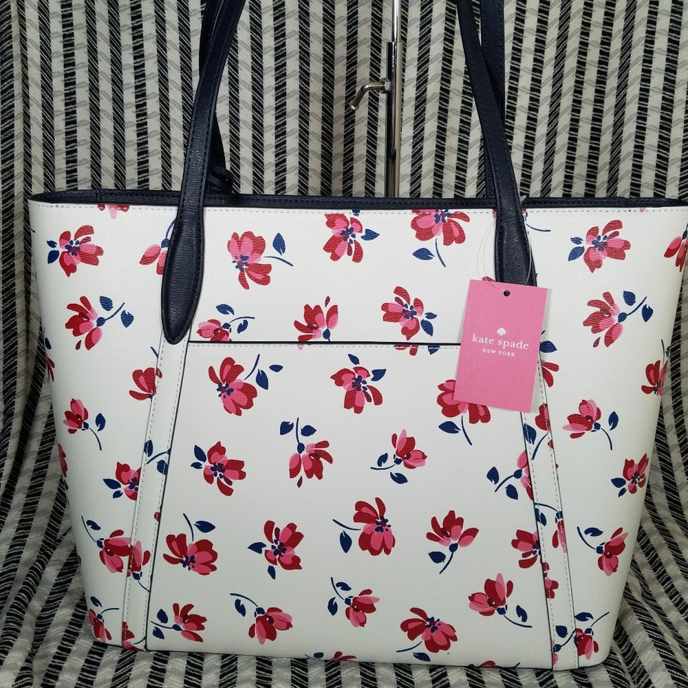 MAKE AN OFFER kate spade Cara Garden Toss Multi Floral New White Condition NWT - Picture 7 of 14